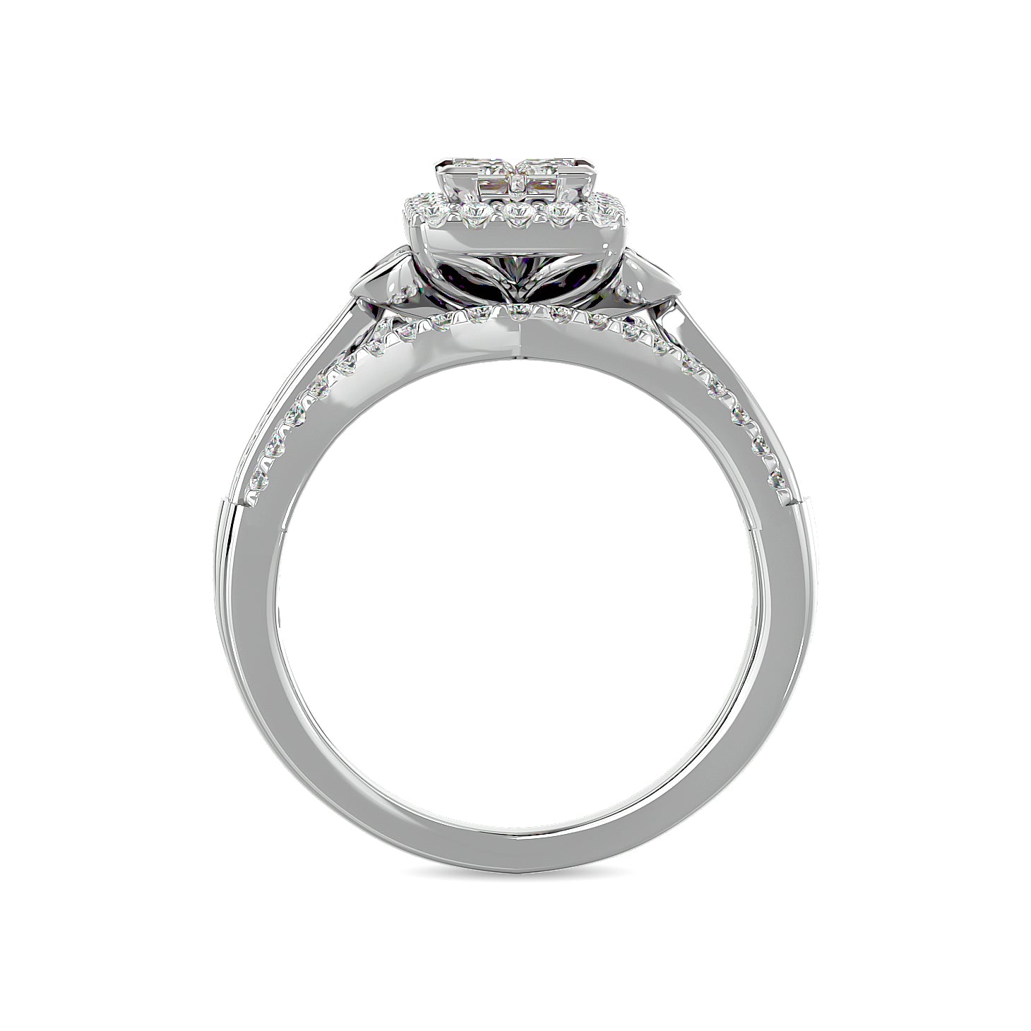 Diamond 3/4 ct tw Princess Head Engagement Ring  in 10K White Gold