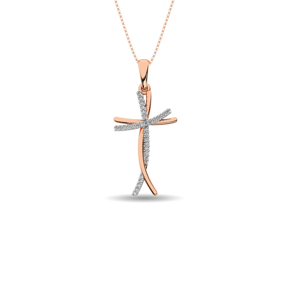 Diamond Cross Pendant 1/10 ct tw in 10K Rose Gold