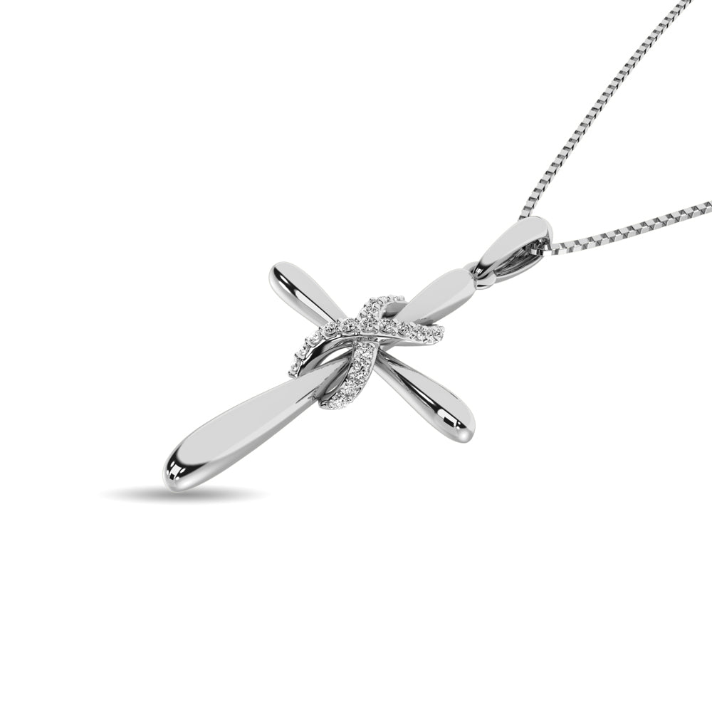 Diamond Cross Pendant 1/20 ct tw in 925 Sterling Silver