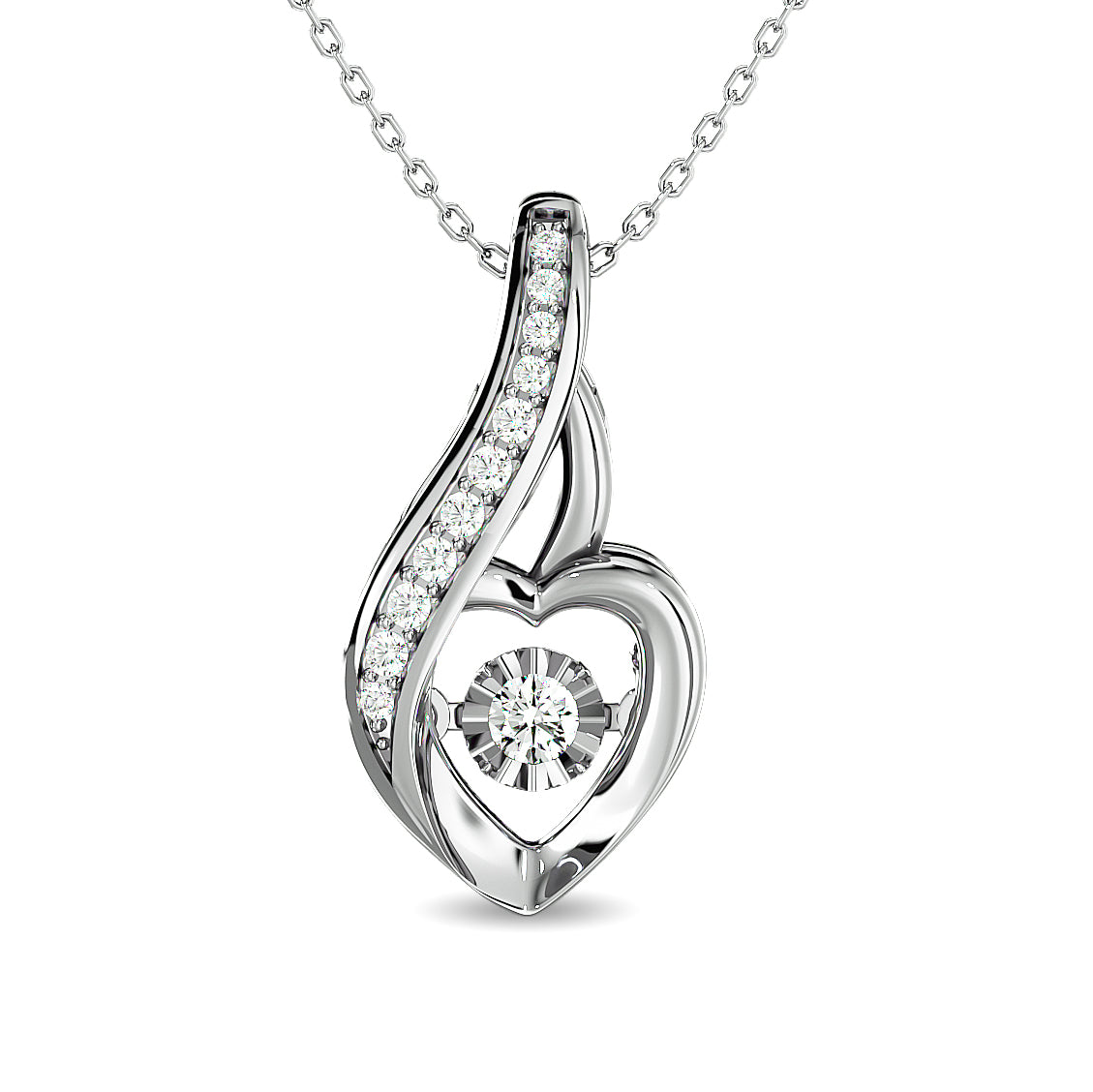 Diamond 1/8 ct tw Heart Pendant  in 10K White Gold