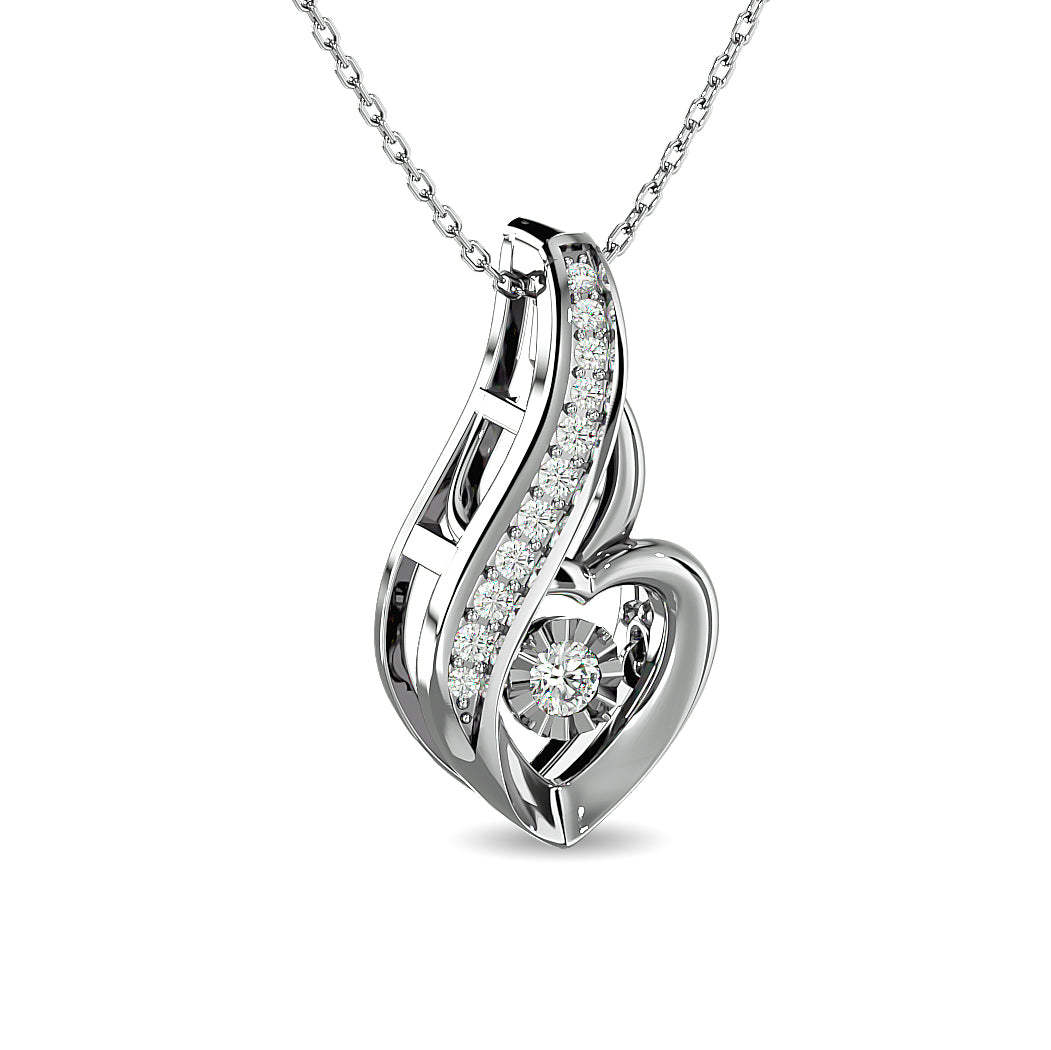 Diamond 1/8 ct tw Heart Pendant  in 10K White Gold