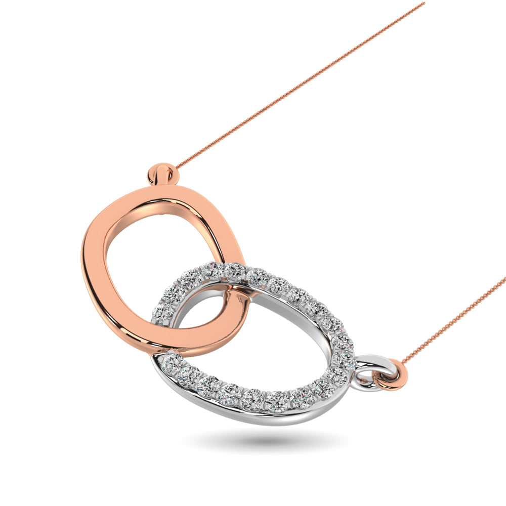 Diamond 1/20 ct tw Symatrical Oval Necklace  in 10K Rose and White Gold