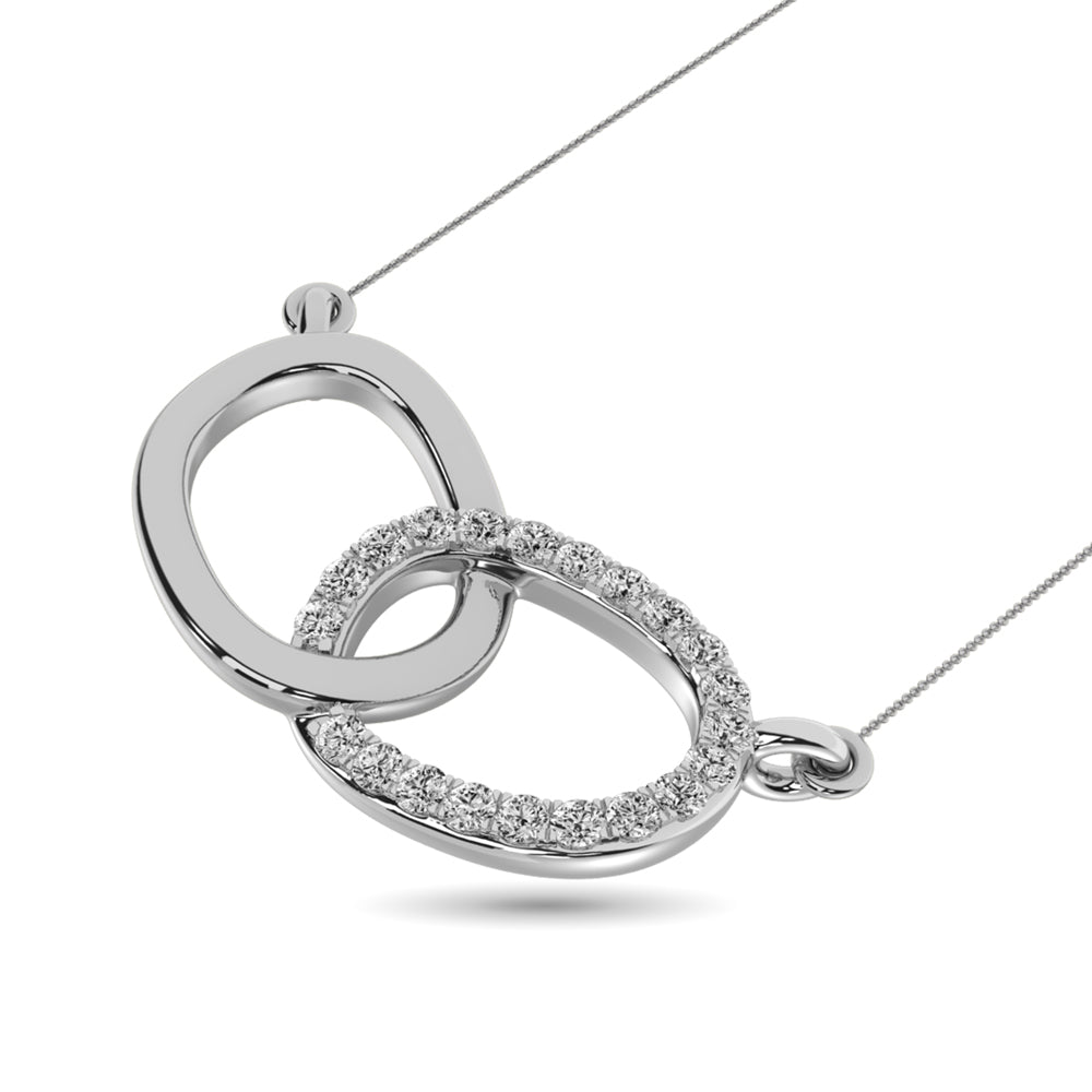 Diamond 1/20 ct tw Symatrical Oval Necklace  in 10K White Gold