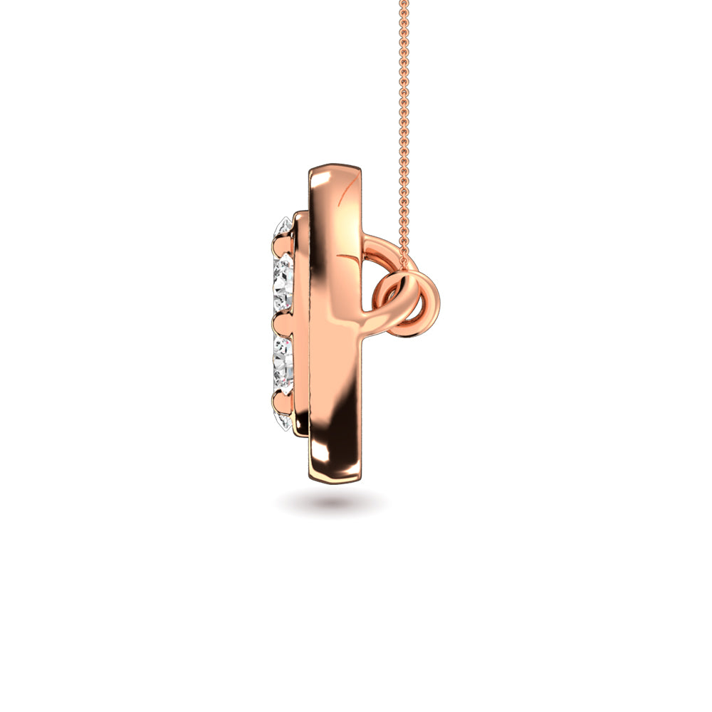 Diamond 1/8 ct tw round and Baguette Eye Necklace  in 10K Rose Gold