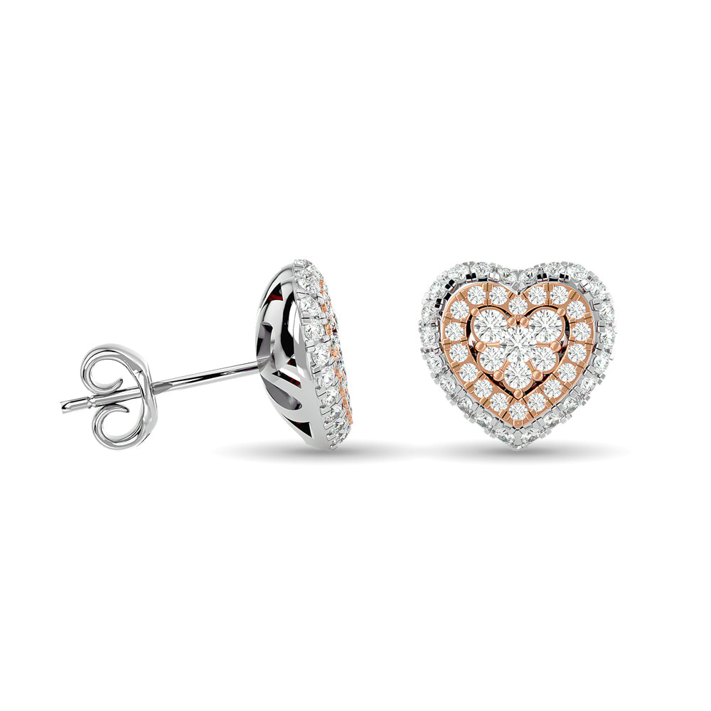 Diamond 5/8 Ct.Tw. Heart Earrings in 14K Two Tone Gold