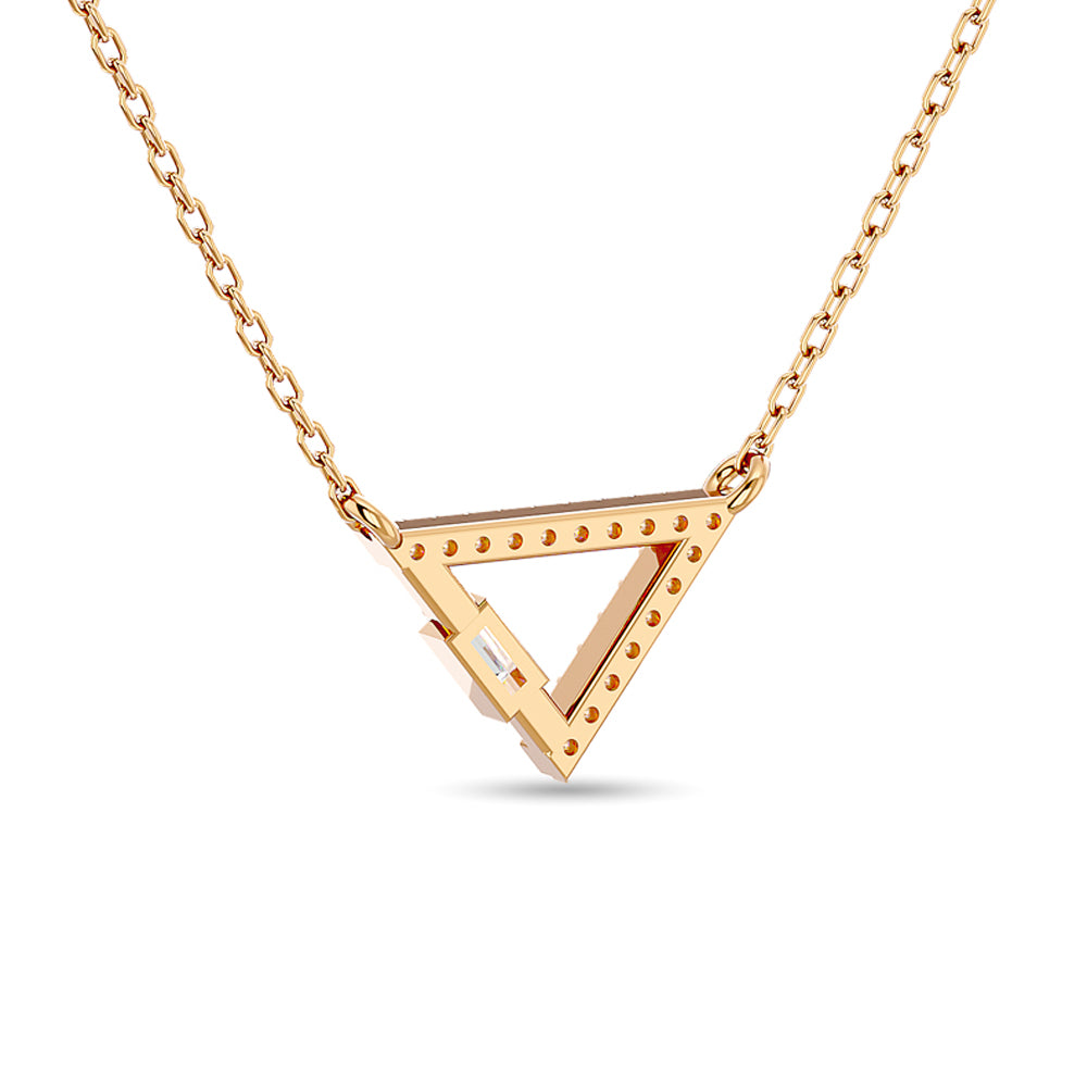 Diamond 1/6 ct tw Round and Baguette Tringle Necklace  in 10K Yellow Gold