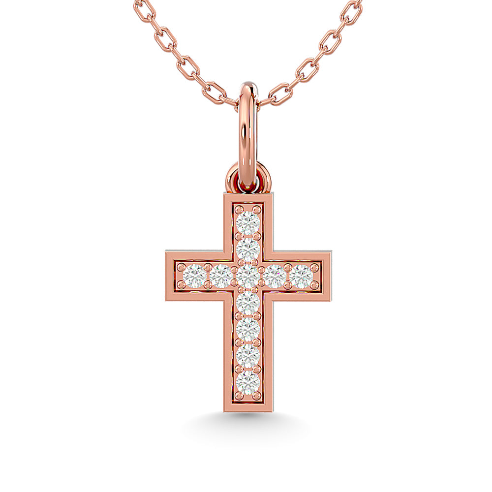 Diamond 1/10 Ct.Tw. Cross Pendant in 10K Rose Gold