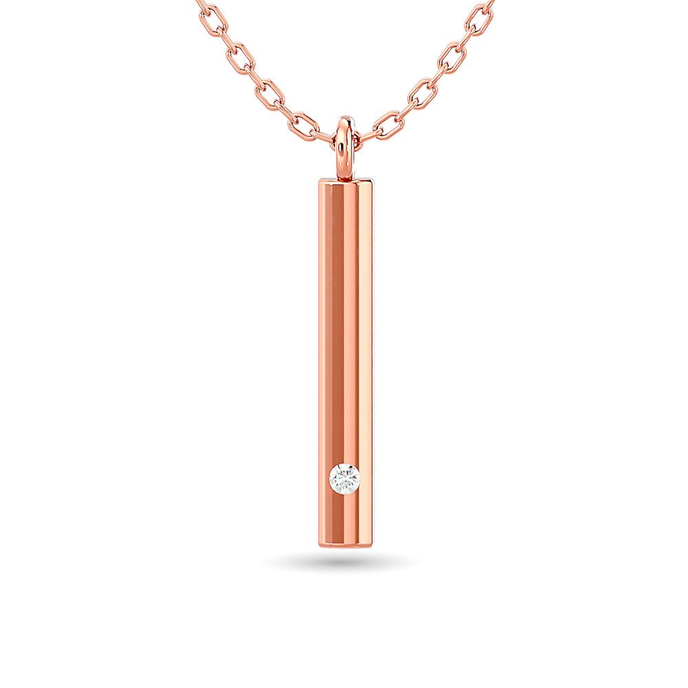 Diamond Bar Pendant 1/50 ct tw in 10K Rose Gold