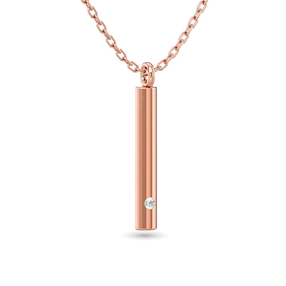 Diamond Bar Pendant 1/50 ct tw in 10K Rose Gold