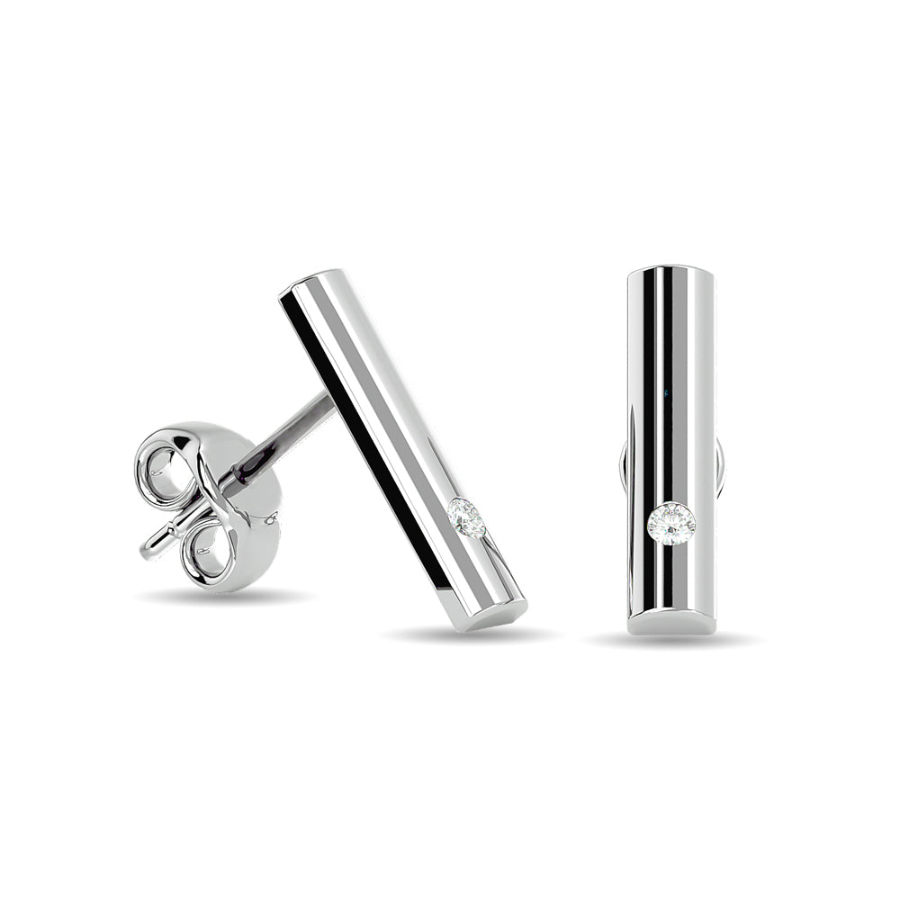 Diamond  1/20 ct tw Bar Earrings in 10K White Gold