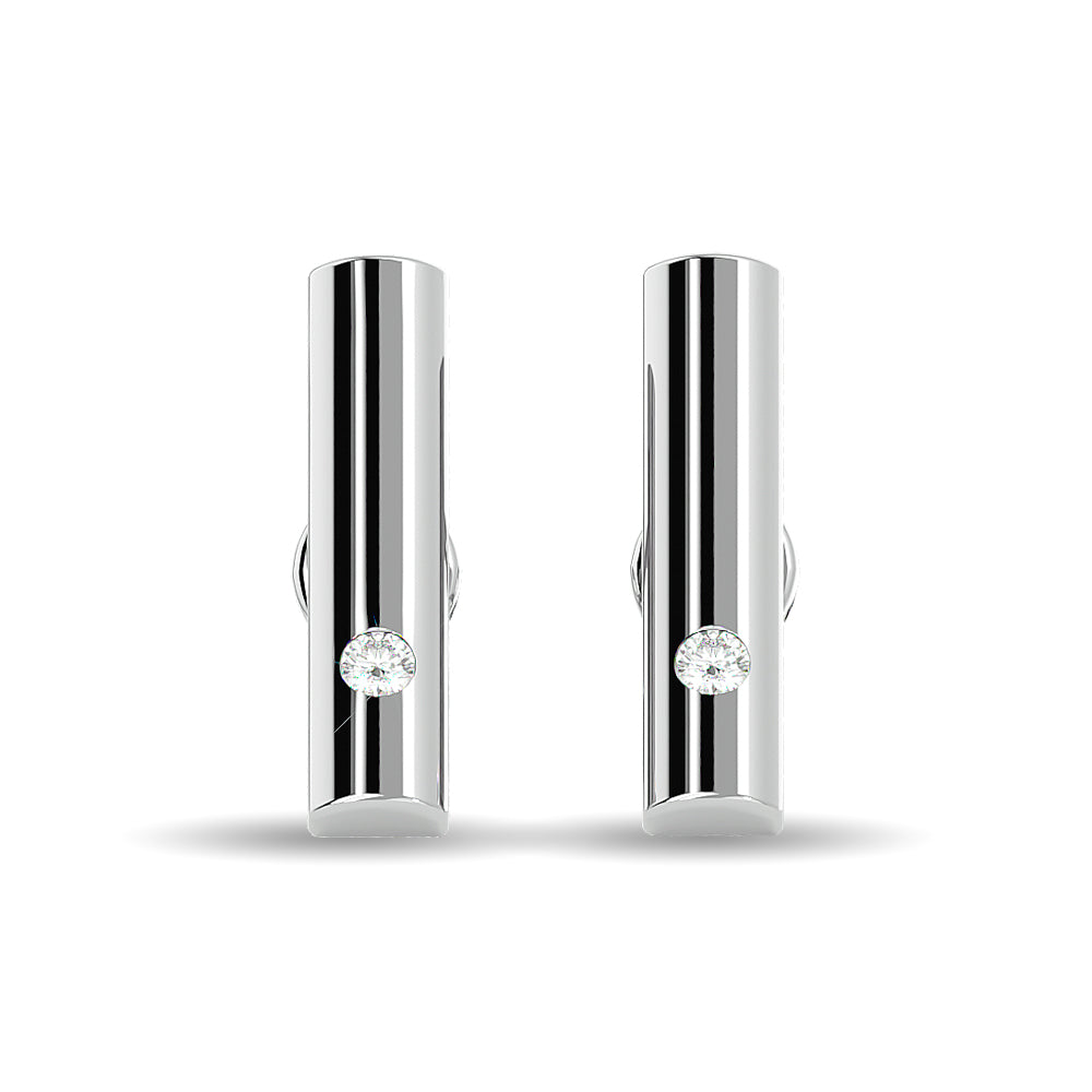 Diamond  1/20 ct tw Bar Earrings in 10K White Gold