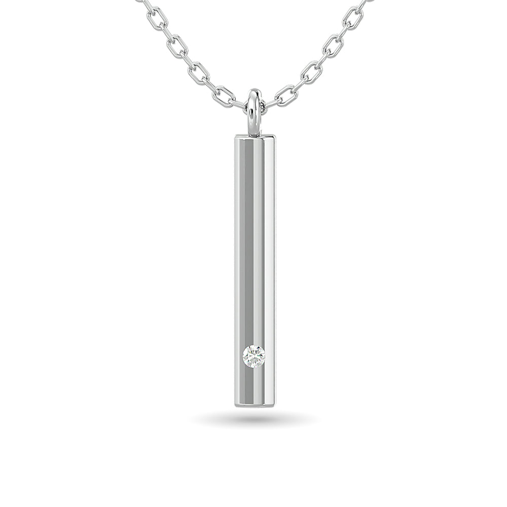 Diamond Bar Pendant 1/50 ct tw in 10K White Gold