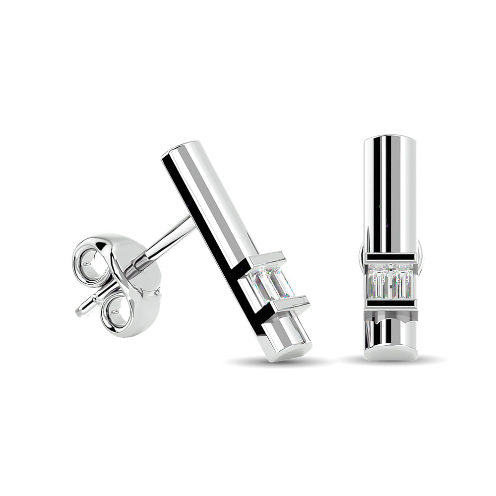 Diamond  1/20 ct tw Bar  Earrings in 10K White Gold