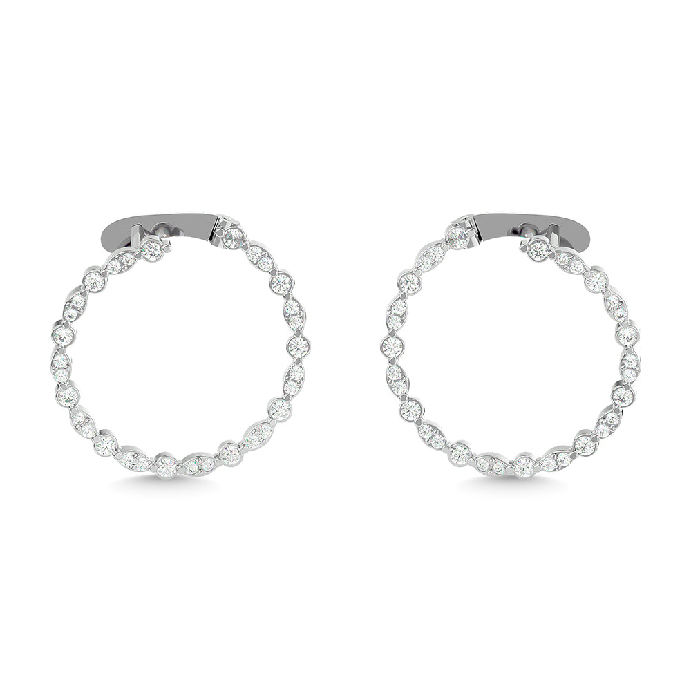 Diamond 7/8 Ct.Tw. Hoop Earrings in 14K White Gold