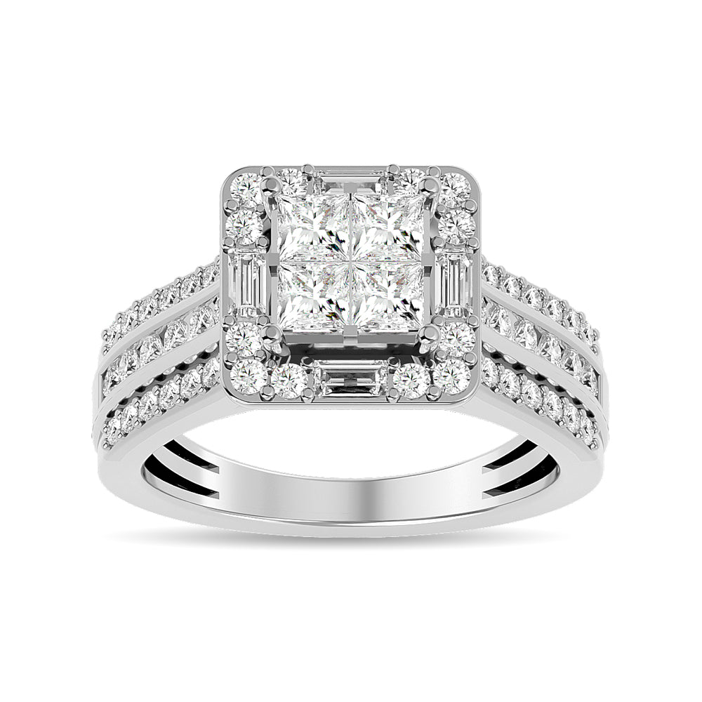 Diamond 1 1/2 ct tw Princess Head Engagement Ring in 14K White Gold