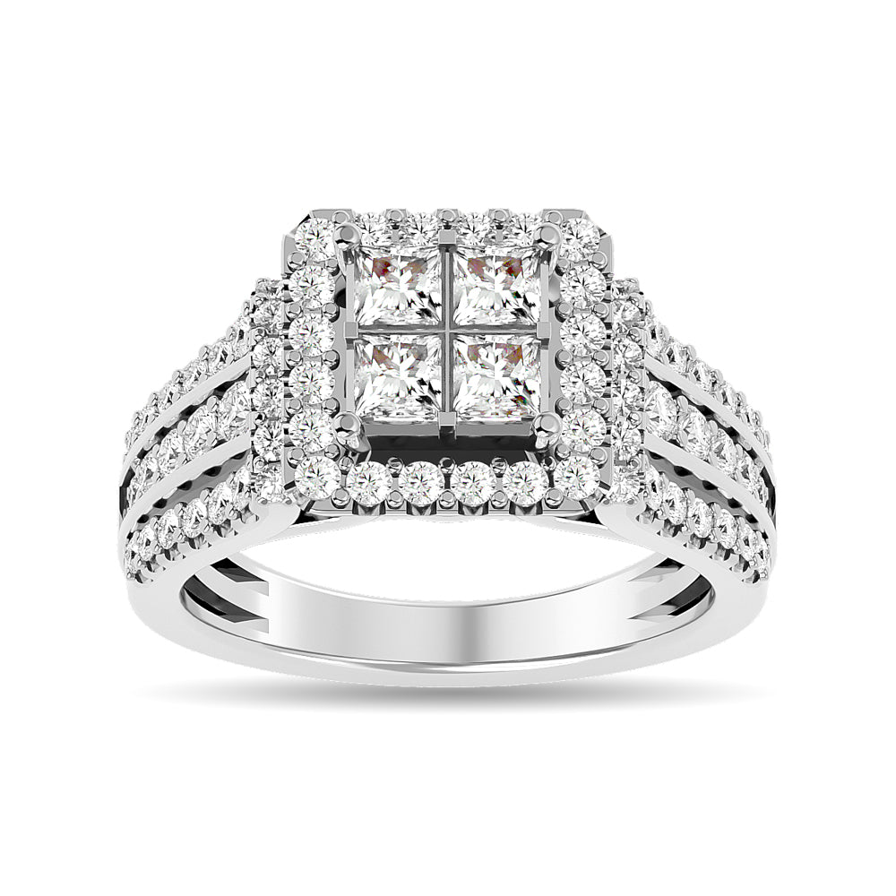 Diamond 1 1/2 ct tw Round Cut Engagement Ring in 14K White Gold