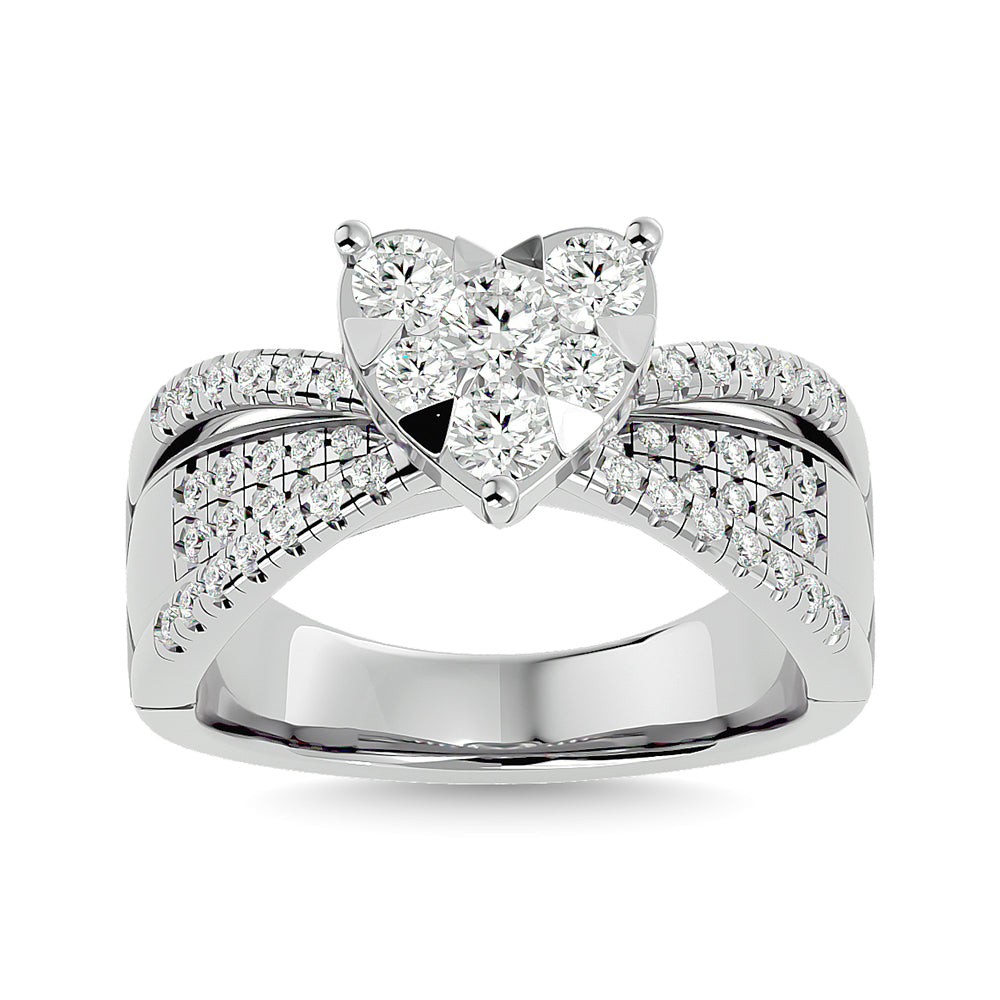 Diamond 1 Ct.Tw. Heart Engagement Ring in 14K White Gold