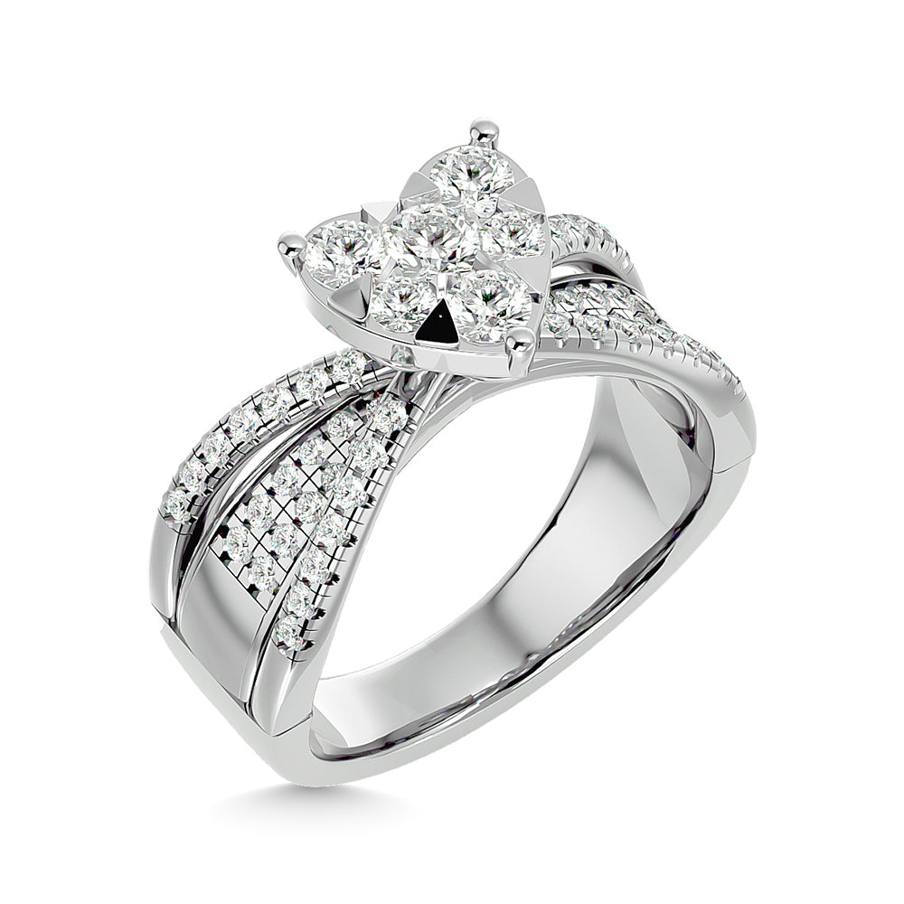 Diamond 1 Ct.Tw. Heart Engagement Ring in 14K White Gold