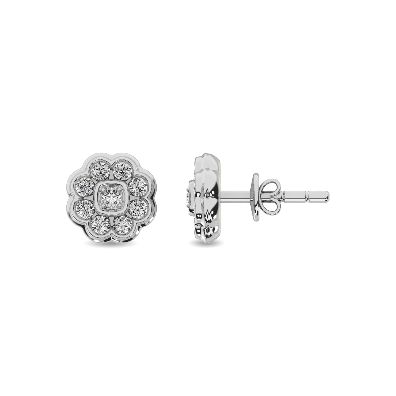 Diamond 2/5 ct tw Flower Earrings in 10K White Gold