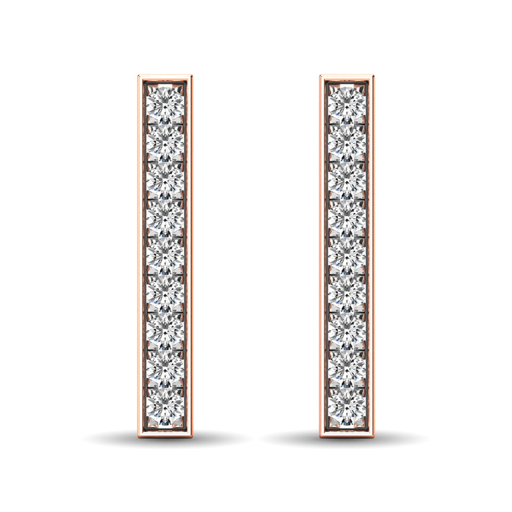 Diamond 1/20 ct tw Bar Earrings in 10K Rose Gold