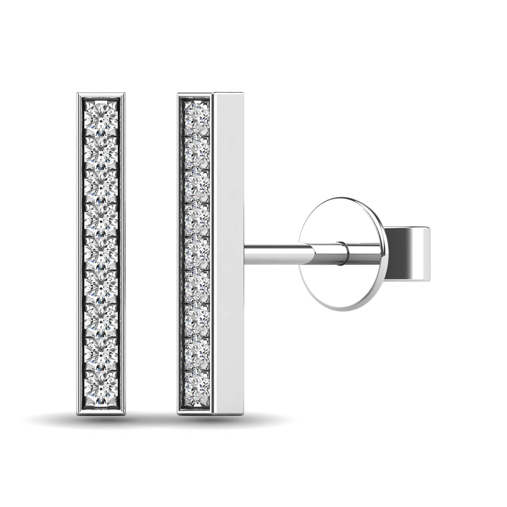 Diamond 1/20 ct tw Bar Earrings in 10K White Gold