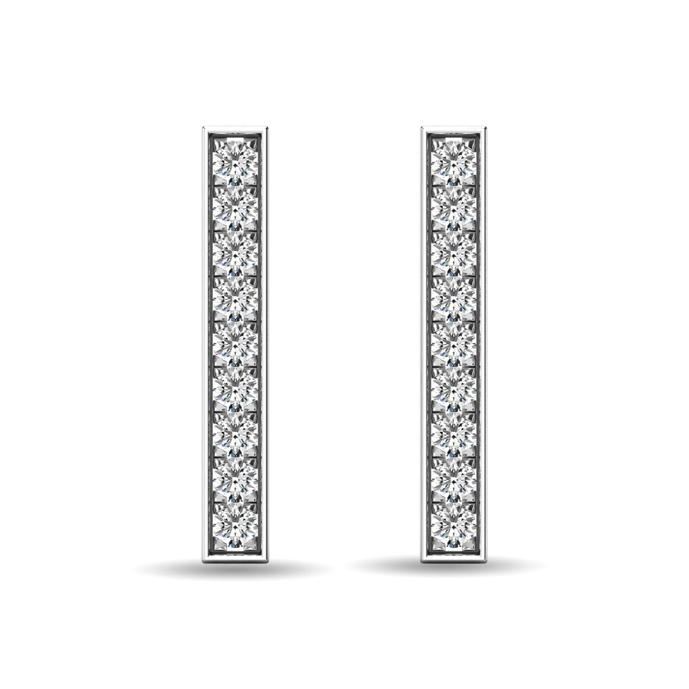 Diamond 1/20 ct tw Bar Earrings in 10K White Gold