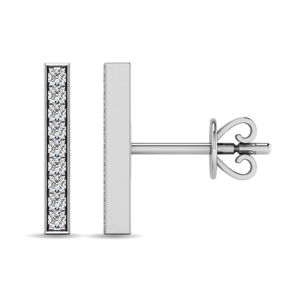 Diamond 1/20 ct tw Bar Earrings in 10K White Gold