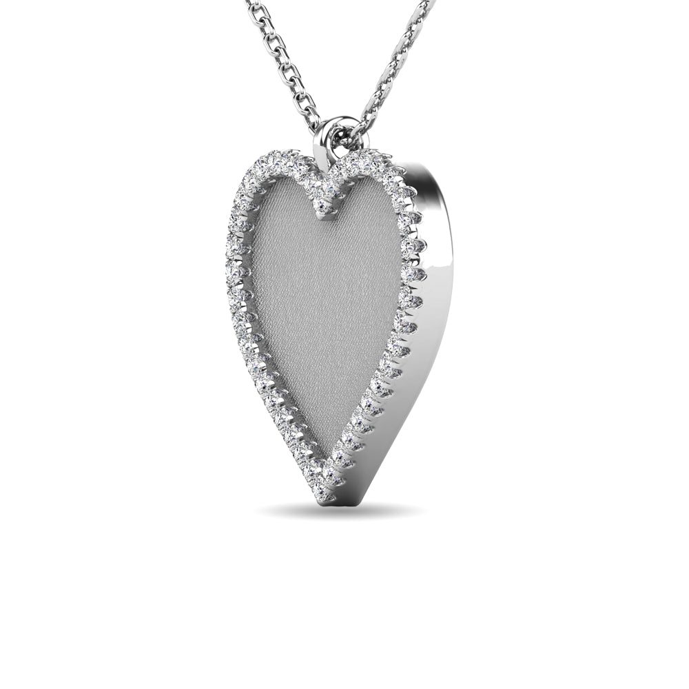 Diamond 1/8 ct tw Heart Disc Matt Finish Pendant in 10K White Gold