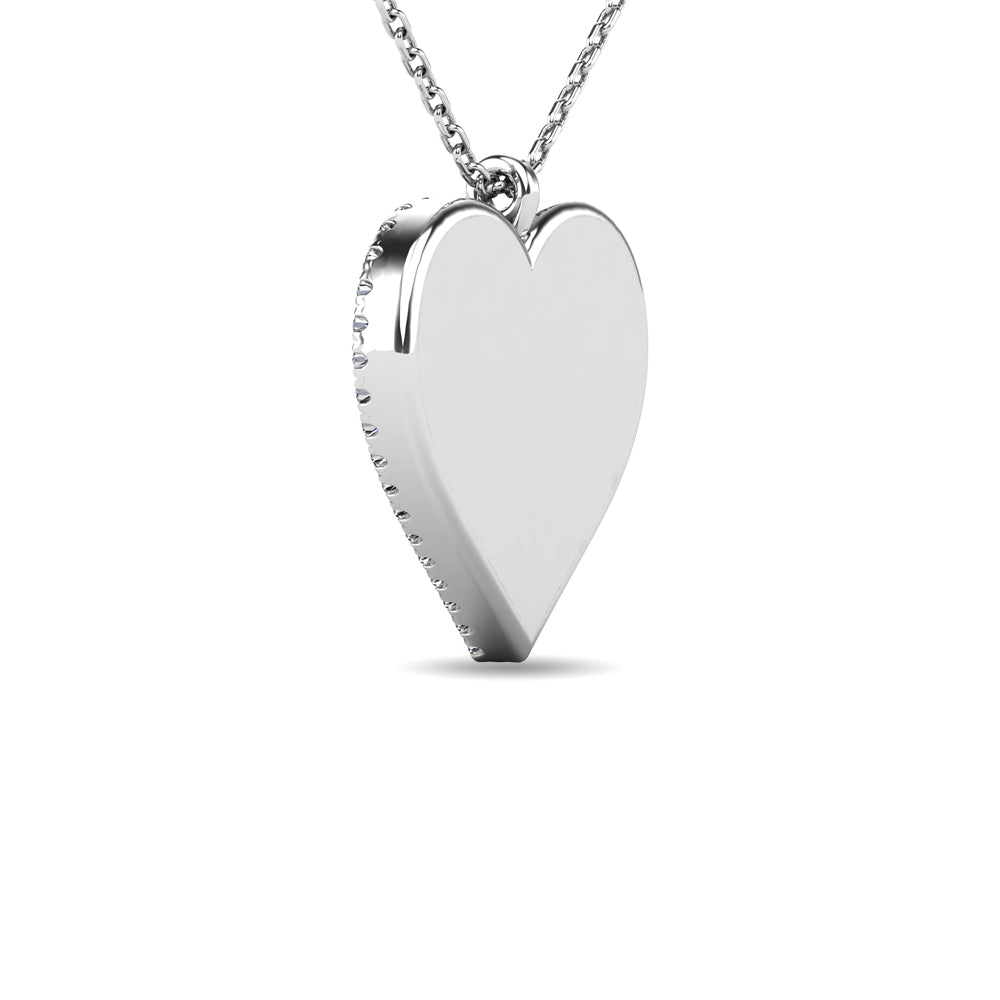 Diamond 1/8 ct tw Heart Disc Matt Finish Pendant in 10K White Gold