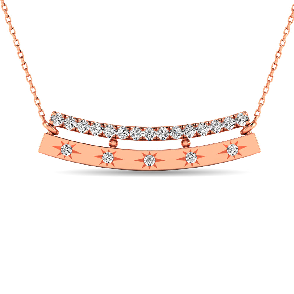 Diamond 1/5 ct tw Bar Necklace in 14K Rose Gold