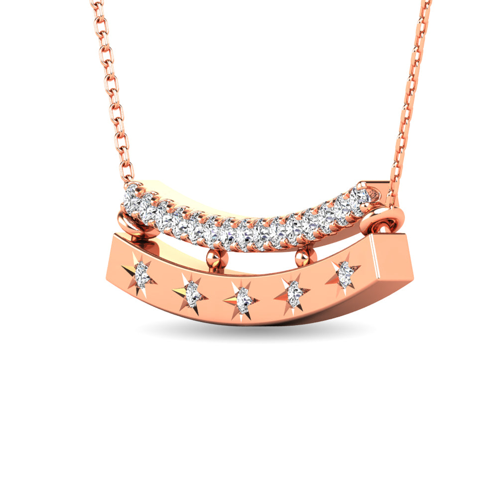 Diamond 1/5 ct tw Bar Necklace in 14K Rose Gold