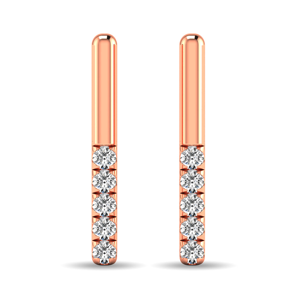 Diamond 1/10 ct tw Bar Earrings in 10K Rose Gold