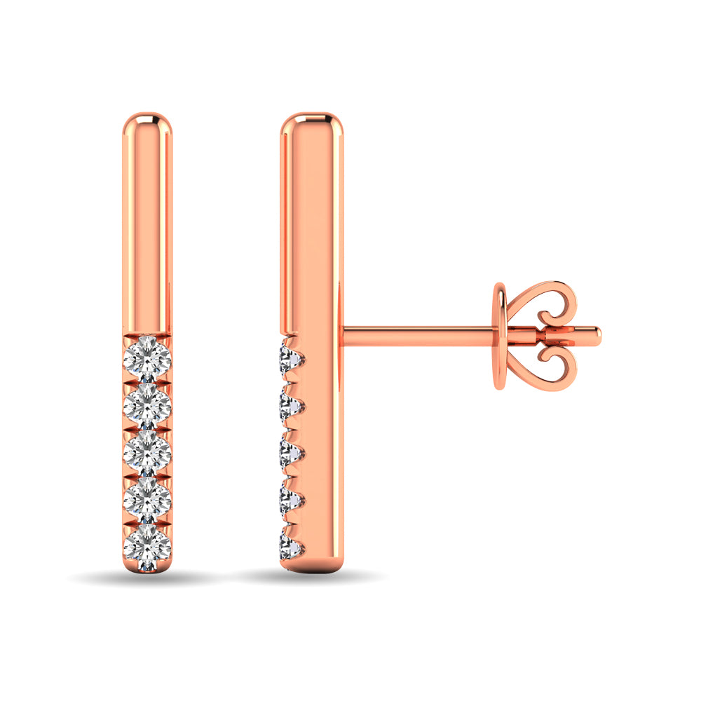 Diamond 1/10 ct tw Bar Earrings in 10K Rose Gold