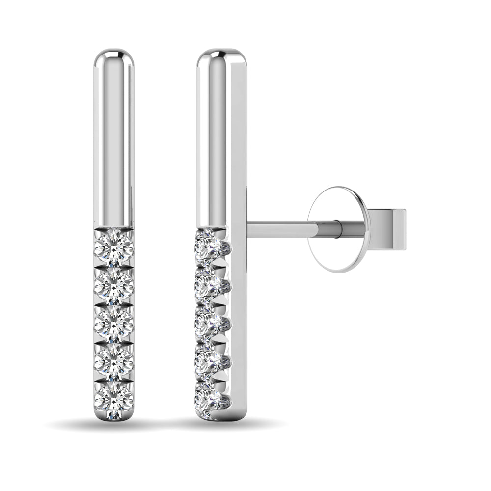 Diamond 1/10 ct tw Bar Earrings in 10K White Gold