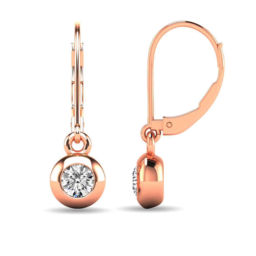 Diamond 1/10 ct tw Bezel Set Earrings in 10K Rose Gold