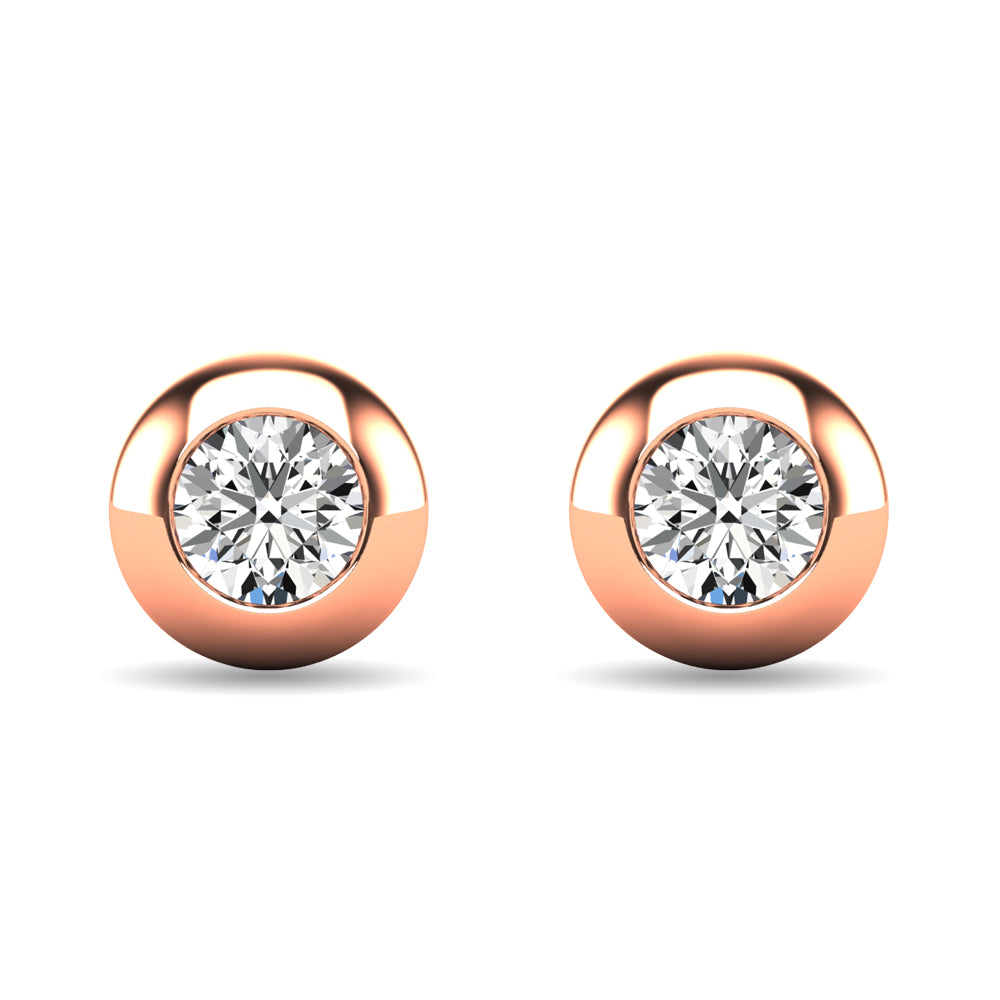 Diamond 1/10 ct tw Bezel Set Earrings in 10K Rose Gold