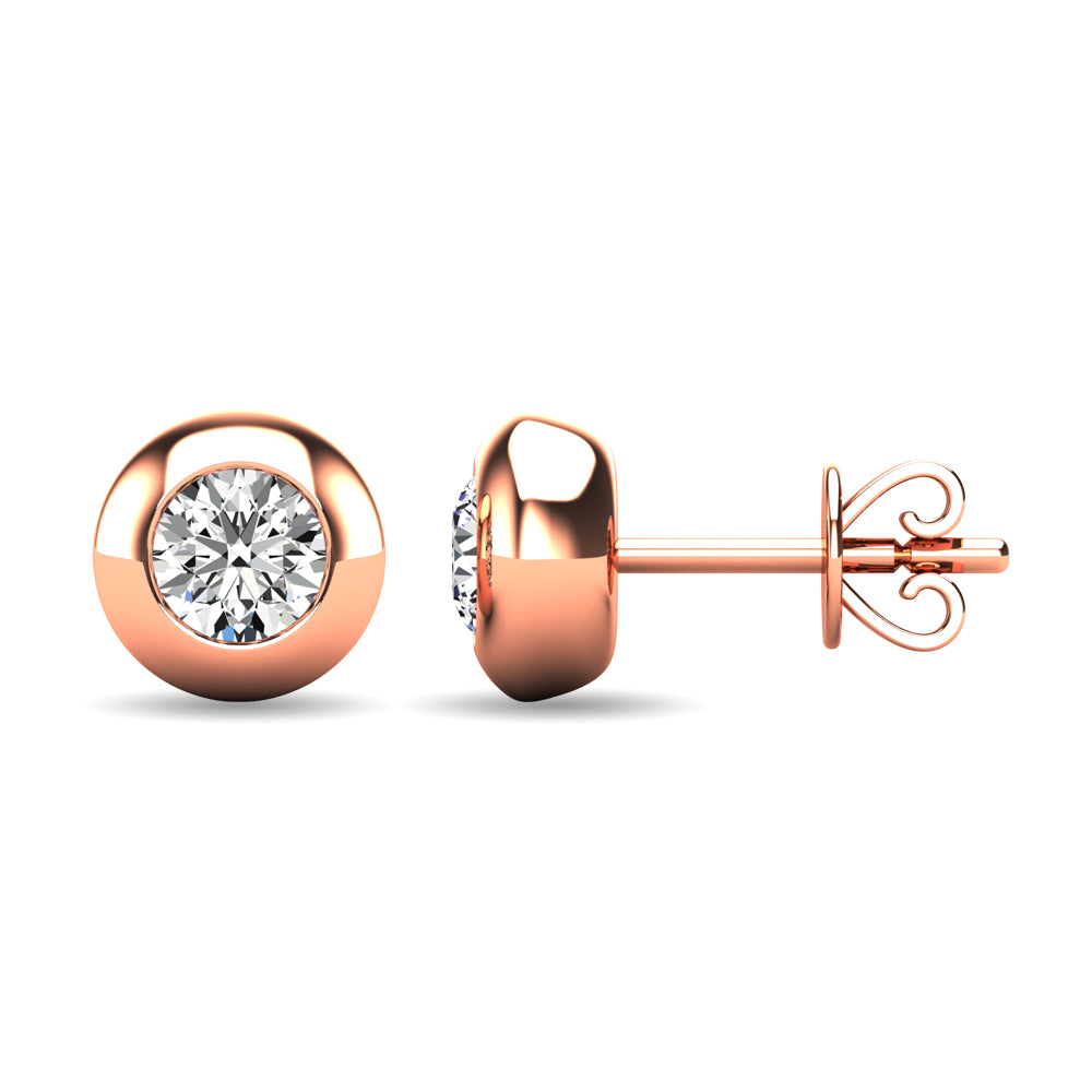 Diamond 1/10 ct tw Bezel Set Earrings in 10K Rose Gold