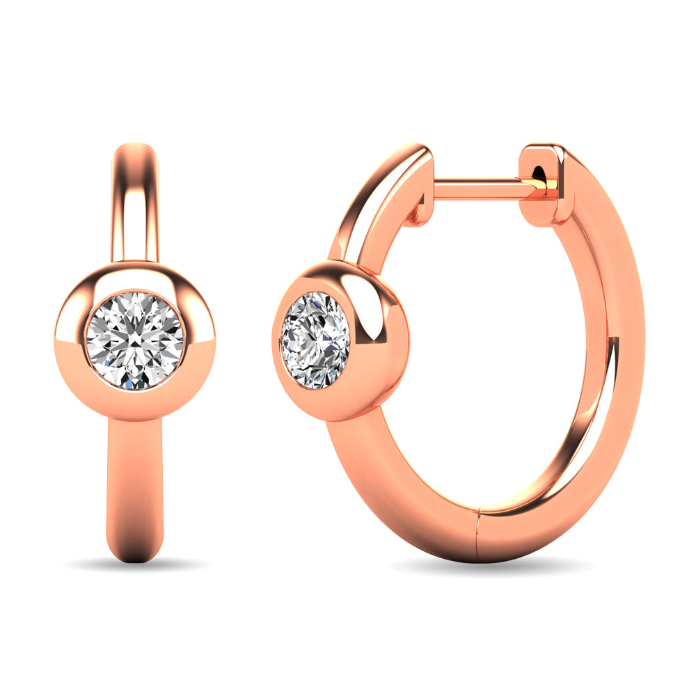 Diamond 1/10 ct tw Bezel Set Earrings in 10K Rose Gold