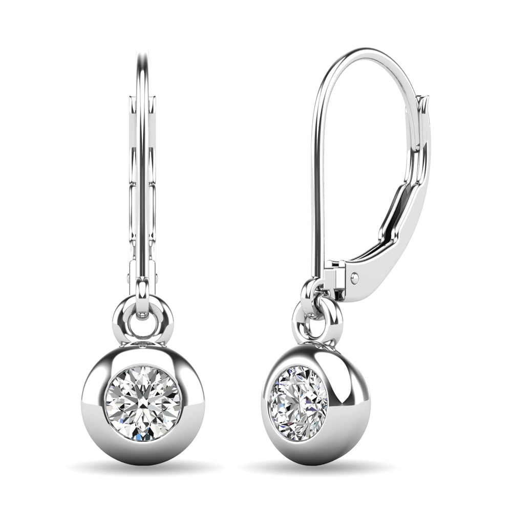 Diamond 1/10 ct tw Bezel Set Earrings in 10K White Gold