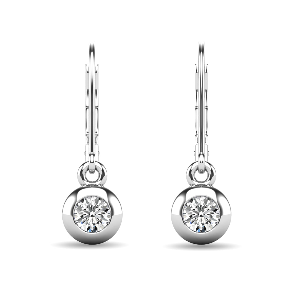 Diamond 1/10 ct tw Bezel Set Earrings in 10K White Gold