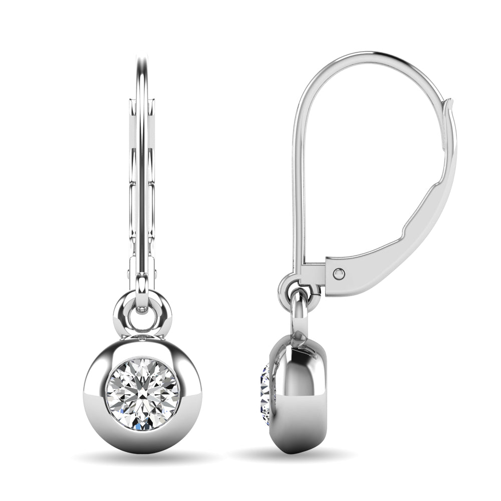 Diamond 1/10 ct tw Bezel Set Earrings in 10K White Gold