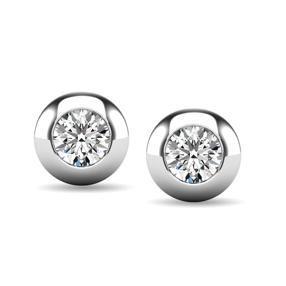 Diamond 1/10 ct tw Bezel Set Earrings in 10K White Gold