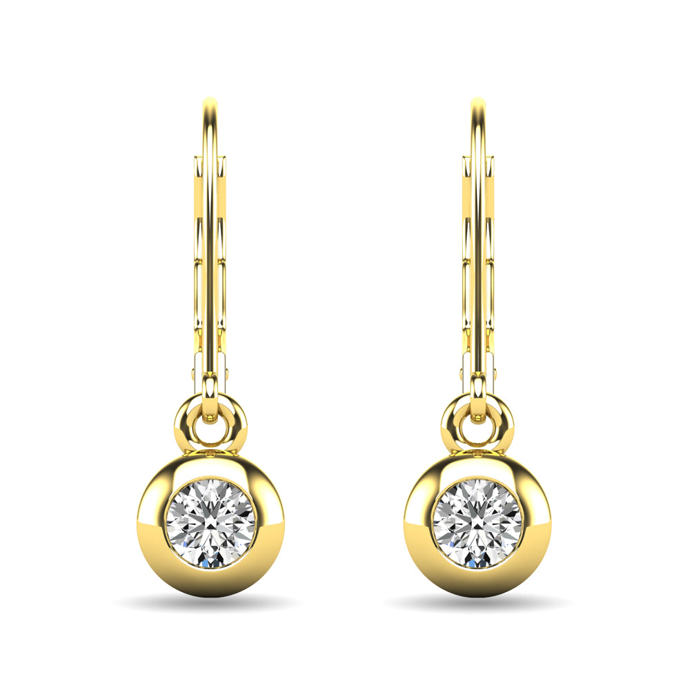 Diamond 1/10 ct tw Bezel Set Earrings in 10K Yellow Gold