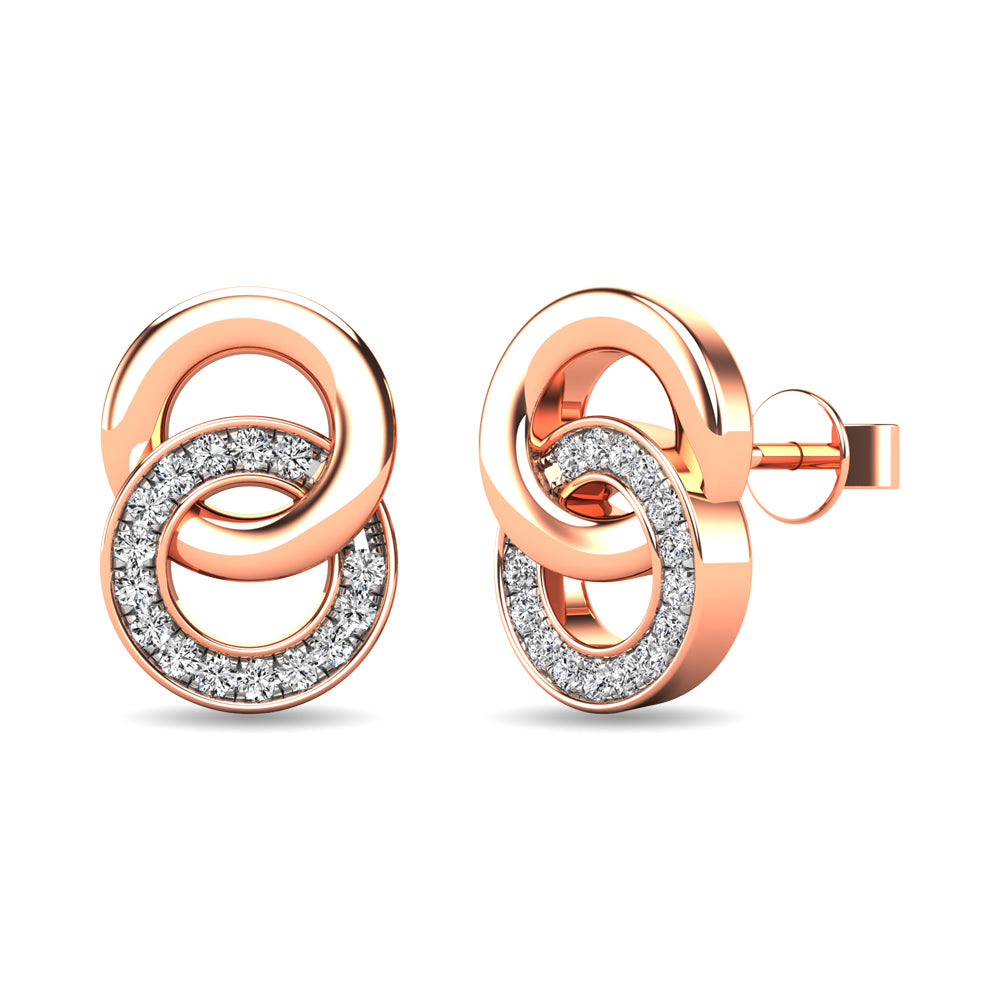 Diamond 1/10 ct tw Circle Earrings in 10K Rose Gold