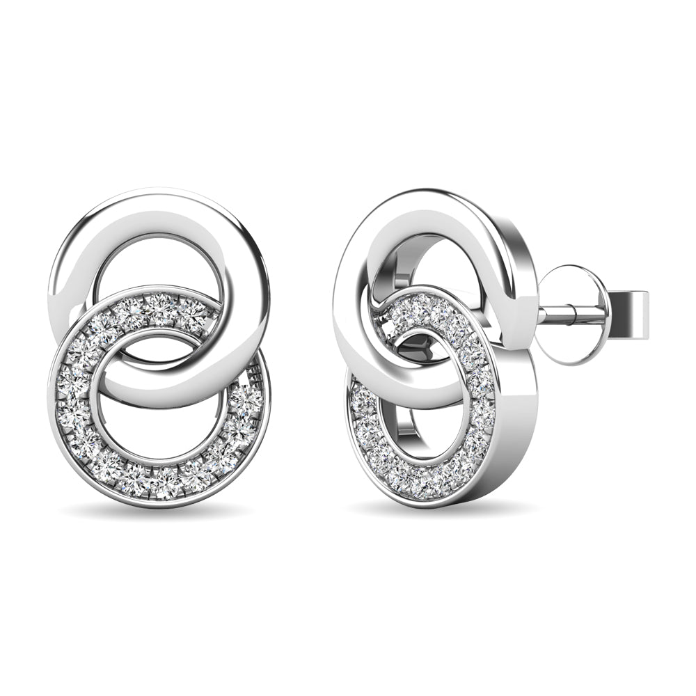 Diamond 1/10 ct tw Circle Earrings in 10K White Gold