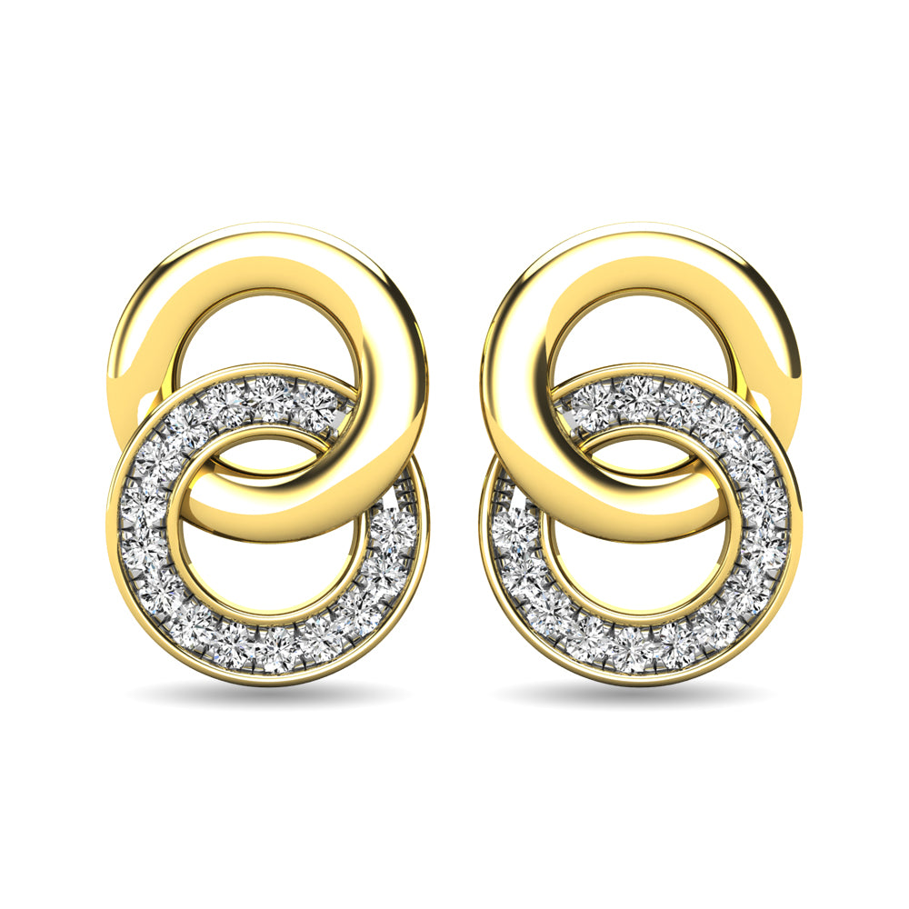 Diamond 1/10 ct tw Circle Earrings in 10K Yellow Gold