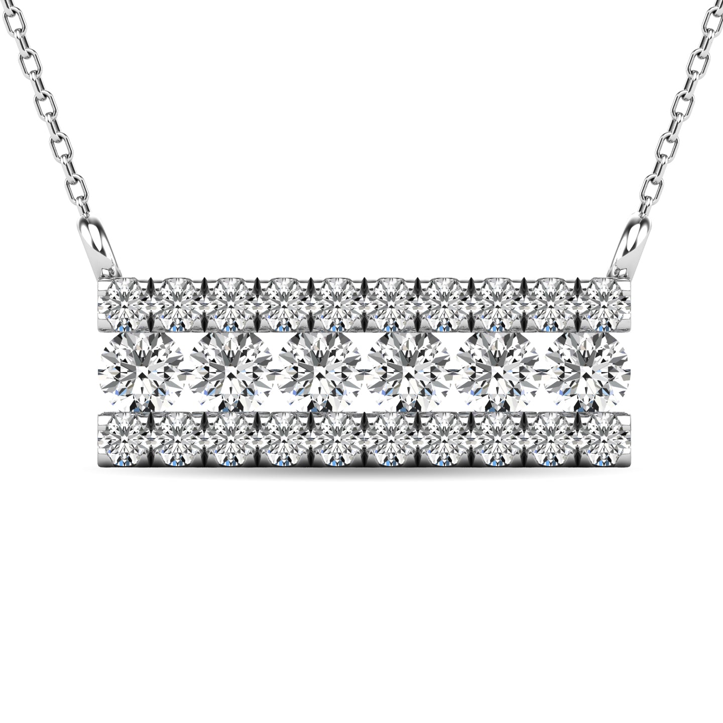 Diamond 1/4 ct tw Bar Necklace in 14K White Gold