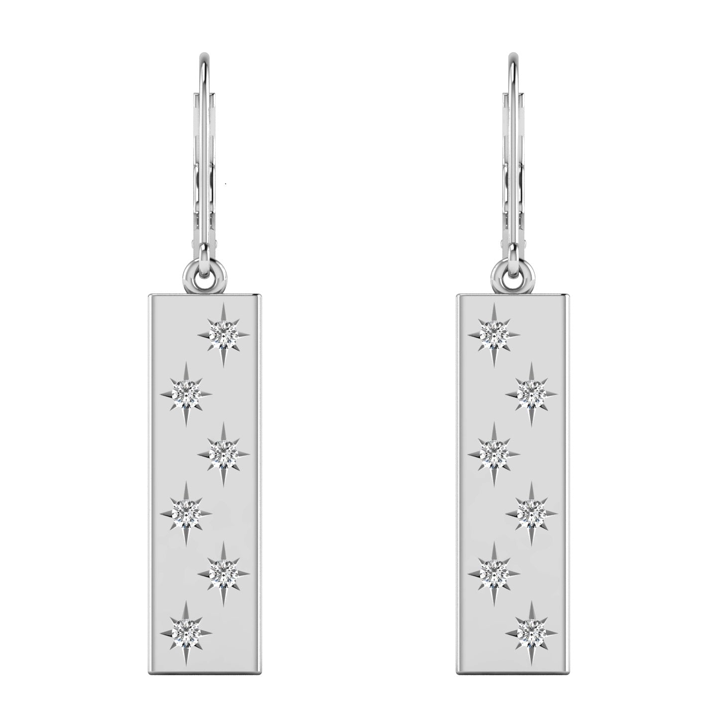 Diamond 1/5 ct tw Bar Earrings in 14K White Gold