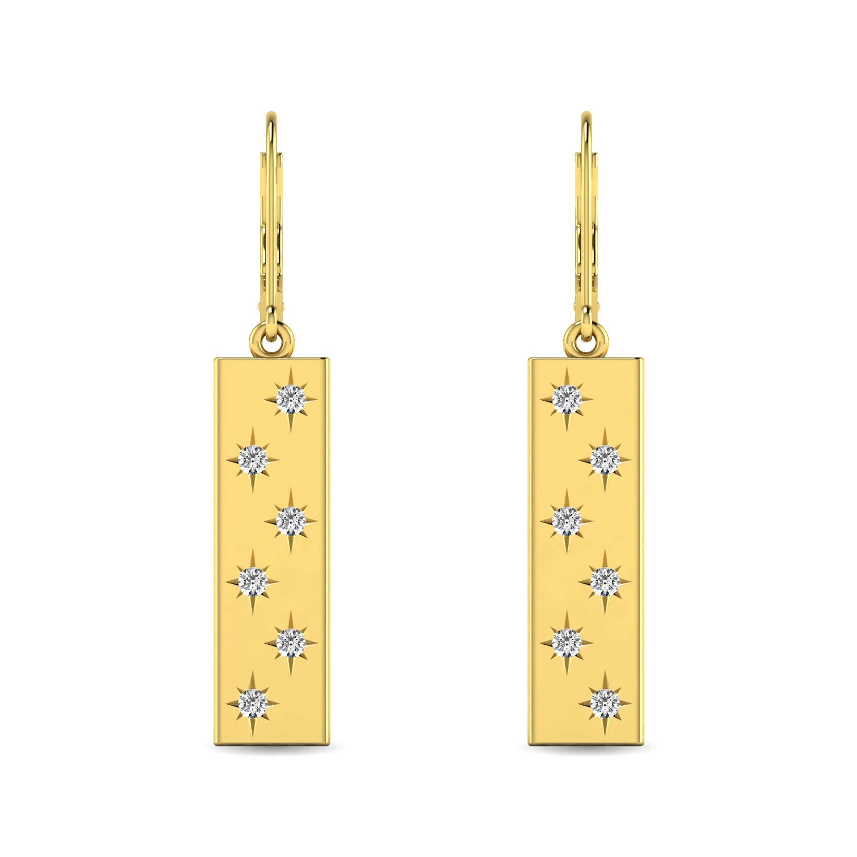 Diamond 1/5 ct tw Bar Earrings in 14K Yellow Gold