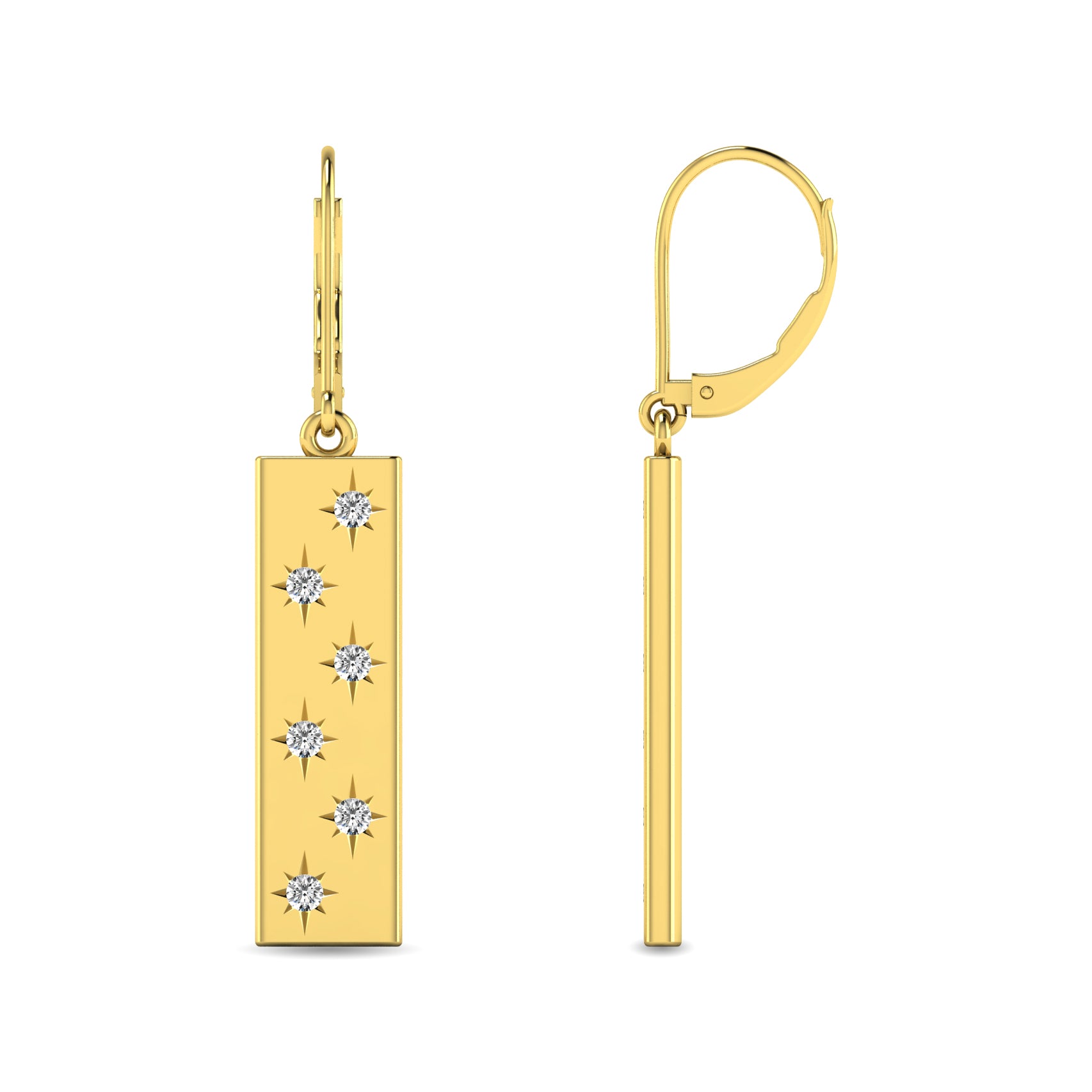 Diamond 1/5 ct tw Bar Earrings in 14K Yellow Gold